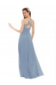 Long Sleeveless Soft Chiffon & Lace Dusty Blue A-Line Bridesmaid Dress Newcastle