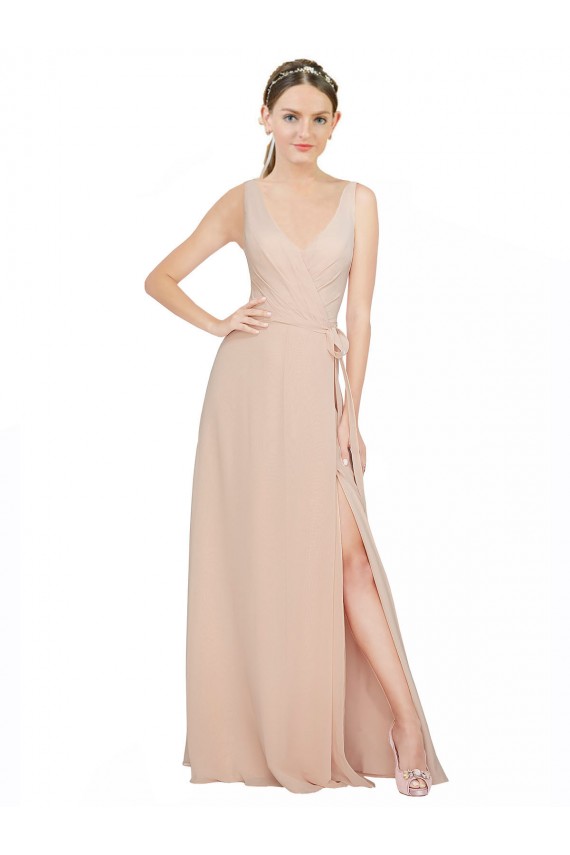 Long Sleeveless Luxe Chiffon Pink A-Line Bridesmaid Dress / Evening Dress Newcastle