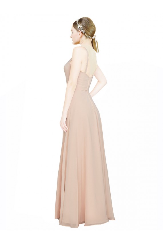 Long Sleeveless Luxe Chiffon Pink A-Line Bridesmaid Dress / Evening Dress Newcastle