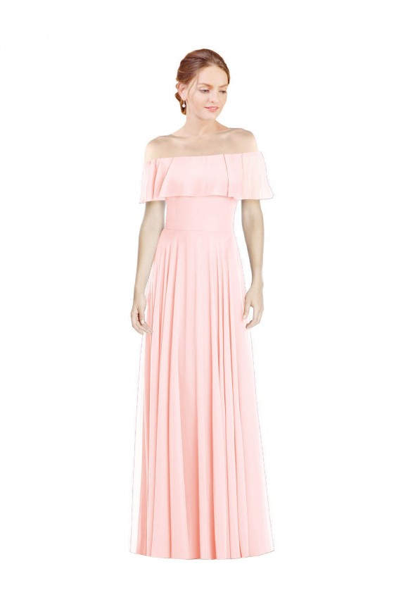 Long Sleeveless Soft Chiffon Pink A-Line Formal Bridesmaid Dress Newcastle