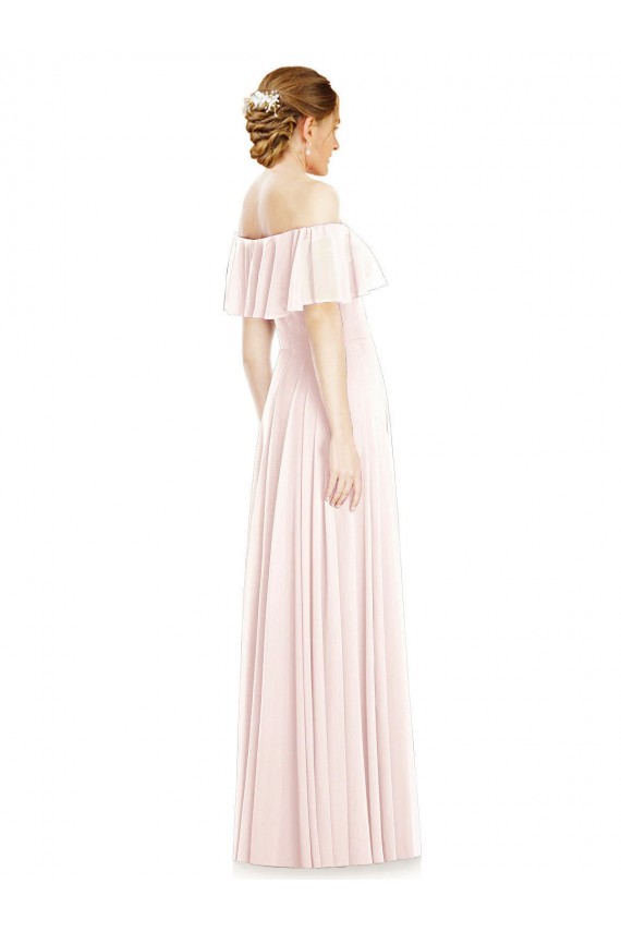Long Sleeveless Soft Chiffon Pink A-Line Formal Bridesmaid Dress Newcastle