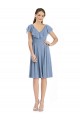 Cocktail Length Cap Sleeves Soft Chiffon Dusty Blue A-Line Bridesmaid Dress Newcastle