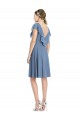 Cocktail Length Cap Sleeves Soft Chiffon Dusty Blue A-Line Bridesmaid Dress Newcastle