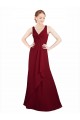 Long Sleeveless Chiffon Burgundy V-Neck A-Line Bridesmaid Dress / Evening Dress Newcastle