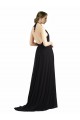 Long Sleeveless Soft Chiffon Oyster Silver Halter Neck A-Line Bridesmaid Dress Newcastle