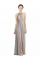 Long Sleeveless Soft Chiffon Oyster Silver Halter Neck A-Line Bridesmaid Dress Newcastle