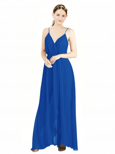 Long Sleeveless Luxe Chiffon Royal Blue A-Line Bridesmaid Dress Newcastle