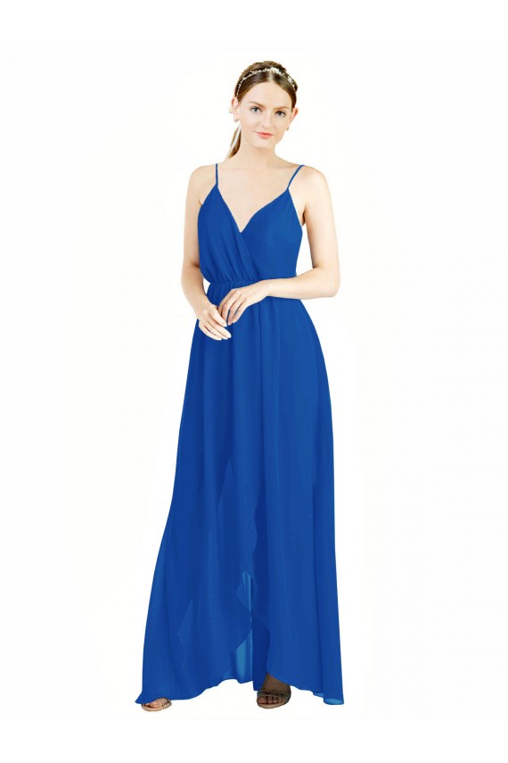 Long Sleeveless Luxe Chiffon Royal Blue A-Line Bridesmaid Dress Newcastle