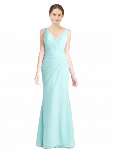 Long Sleeveless Soft Chiffon & Lace Waterfall Mermaid Bridesmaid Dress Newcastle