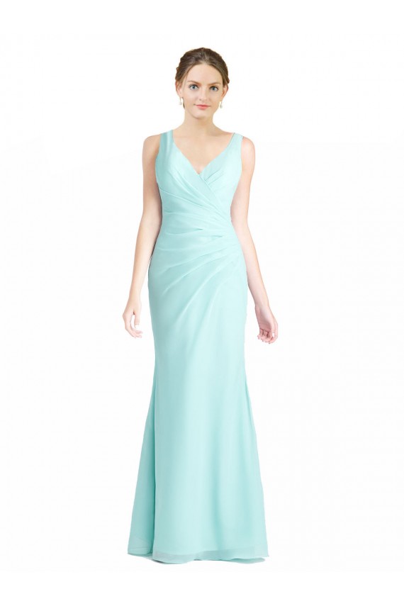 Long Sleeveless Soft Chiffon & Lace Waterfall Mermaid Bridesmaid Dress Newcastle
