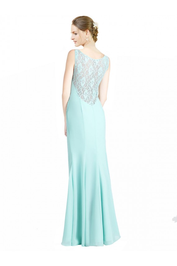 Long Sleeveless Soft Chiffon & Lace Waterfall Mermaid Bridesmaid Dress Newcastle