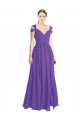 Long Cap Sleeves Soft Chiffon Purple A-Line Bridesmaid Dress Newcastle