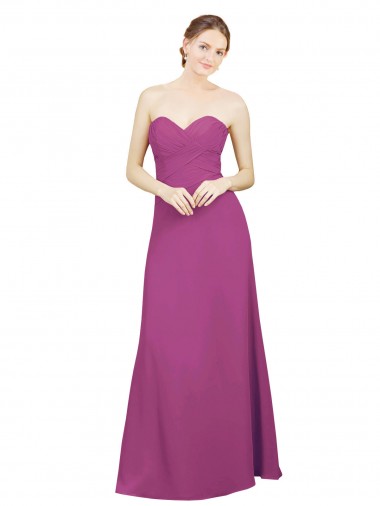 Long Sleeveless Soft Chiffon Wild Berry Sweetheart A-Line Bridesmaid Dress Newcastle