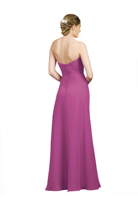 Long Sleeveless Soft Chiffon Wild Berry Sweetheart A-Line Bridesmaid Dress Newcastle