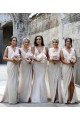 Long Sleeveless Soft Chiffon Champagne A-Line Bridesmaid Dress Newcastle