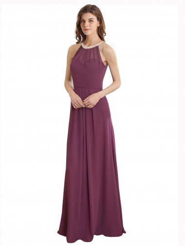 Long Sleeveless Chiffon Sweetheart A-Line Bridesmaid Dress / Evening Gowns Newcastle