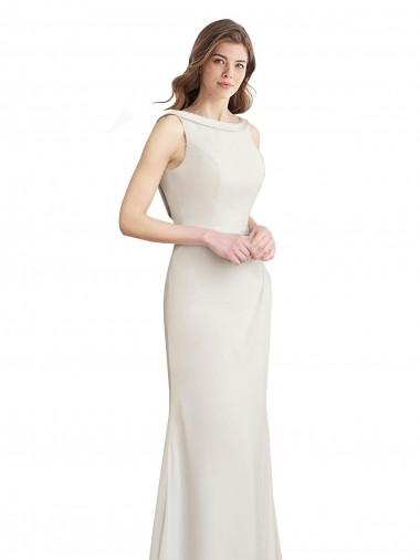 Long Sleeveless Soft Chiffon & Satin Mermaid Bridesmaid Dress Newcastle