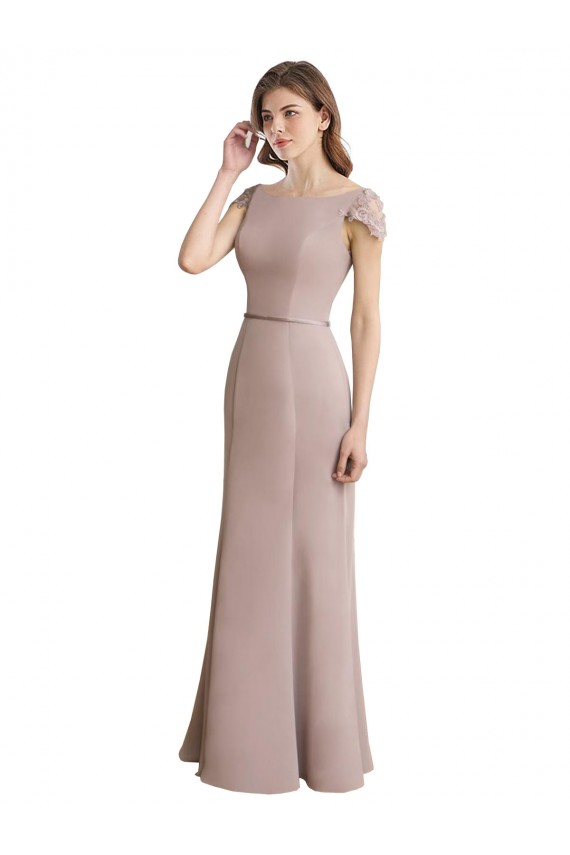 Long Cap Sleeves Soft Chiffon & Lace Mermaid Formal Dress / Bridesmaid Dress Newcastle