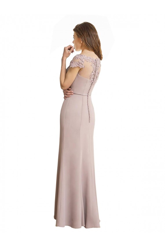 Long Cap Sleeves Soft Chiffon & Lace Mermaid Formal Dress / Bridesmaid Dress Newcastle