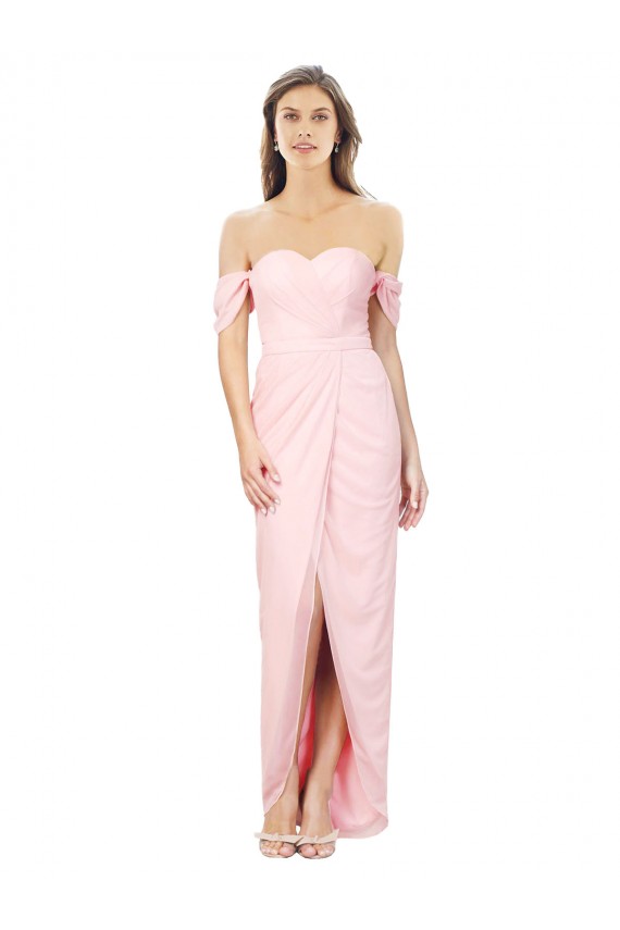 Sleeveless Soft Chiffon Pink A-Line High Low Bridesmaid Dress Newcastle