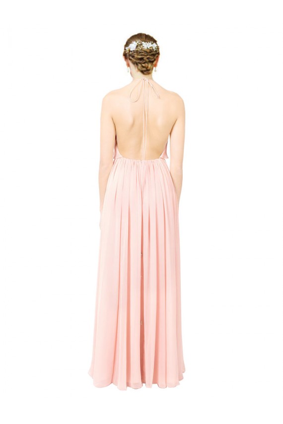 Long Sleeveless Soft Chiffon Pink A-Line Formal Dress / Bridesmaid Dress Newcastle