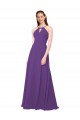 Long Sleeveless Soft Chiffon Plum Purple Sheath Bridesmaid Dress Newcastle