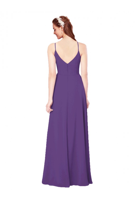 Long Sleeveless Soft Chiffon Plum Purple Sheath Bridesmaid Dress Newcastle