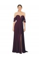 Long Cold Shoulder Soft Chiffon Grape Sheath Formal Dress / Bridesmaid Dress Newcastle