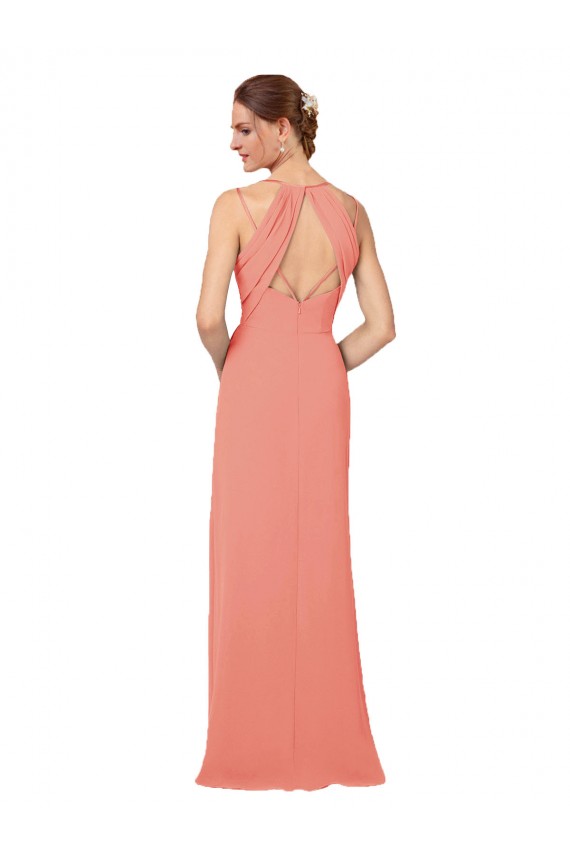 Long Sleeveless Soft Chiffon Desert Rose Sheath Bridesmaid Dress Newcastle