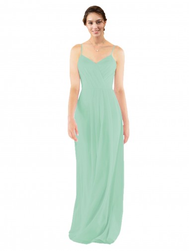 Long Sleeveless Soft Chiffon Mint Green Sheath Bridesmaid Dress Newcastle