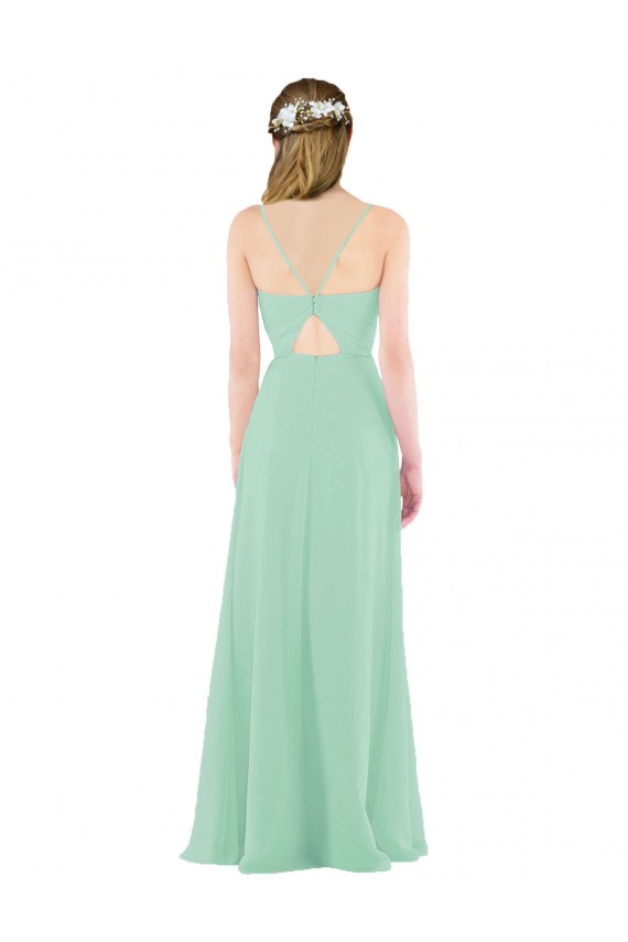 Long Sleeveless Soft Chiffon Mint Green Sheath Bridesmaid Dress Newcastle
