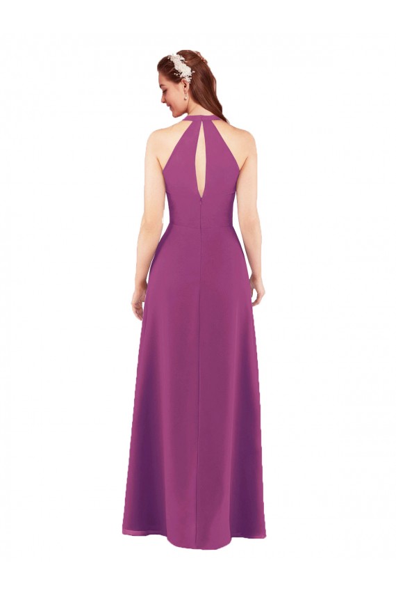 Long Sleeveless Soft Chiffon Wild Berry Sheath Bridesmaid Dress Newcastle