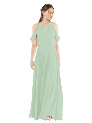 Long Sleeveless Soft Chiffon Sage Sheath Bridesmaid Dress Newcastle