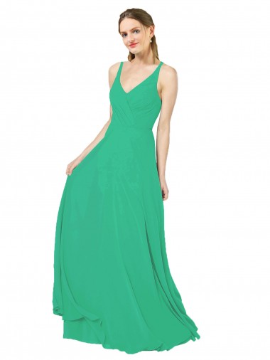 Long Sleeveless Soft Chiffon Emerald Green Sheath Bridesmaid Dress Newcastle