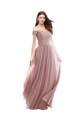 Long Cap Sleeves Soft Chiffon & Lace Pink A-Line Bridesmaid Dress Newcastle