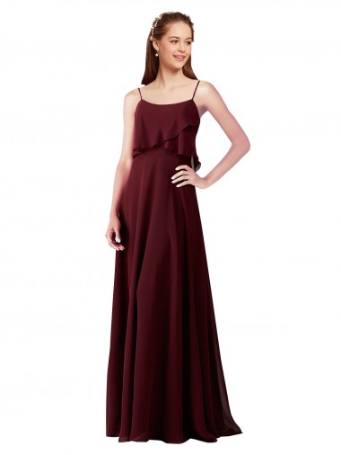 Long Sleeveless Chiffon Burgundy Gold A-Line Bridesmaid Gowns Newcastle