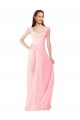 Long Cap Sleeves Soft Chiffon Pink A-Line Bridesmaid Dress Newcastle