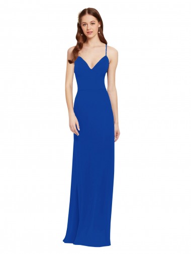 Long Sleeveless Soft Chiffon Royal Blue A-Line Bridesmaid Dress / Formal Dress Newcastle