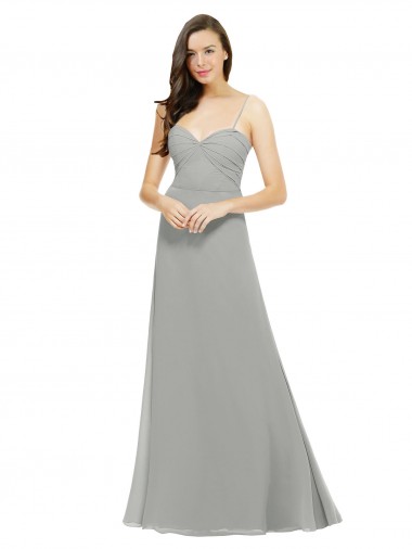 Long Sleeveless Chiffon Silver A-Line Bridesmaid Dress Newcastle