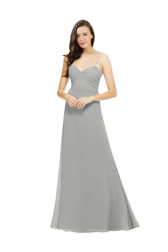 Long Sleeveless Chiffon Silver A-Line Bridesmaid Dress Newcastle
