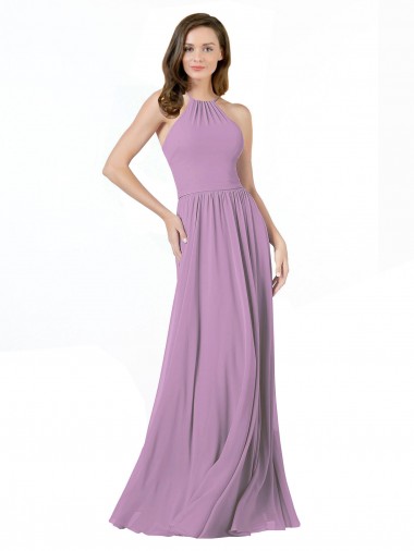 Long Sleeveless Soft Chiffon Dark Lavender A-Line Bridesmaid Dress Newcastle