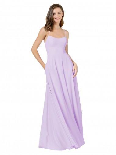 Long Sleeveless Soft Chiffon Lilac A-Line Bridesmaid Gown Newcastle