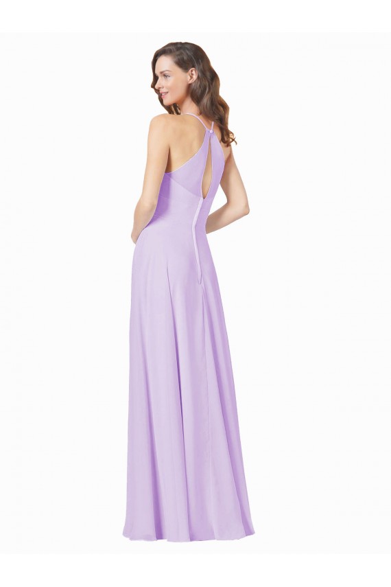 Long Sleeveless Soft Chiffon Lilac A-Line Bridesmaid Gown Newcastle