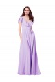 Long Cap Sleeves Soft Chiffon Lilac A-Line Bridesmaid Dress / Formal Dress Newcastle