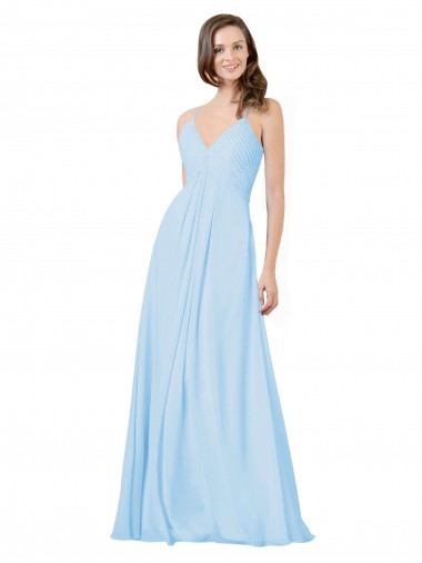 Long Sleeveless Chiffon Light Sky Blue A-Line Formal Dress / Bridesmaid Dress Newcastle
