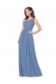 Long Sleeveless Soft Chiffon Windsor Blue One Shoulder Sheath Bridesmaid Dress Newcastle