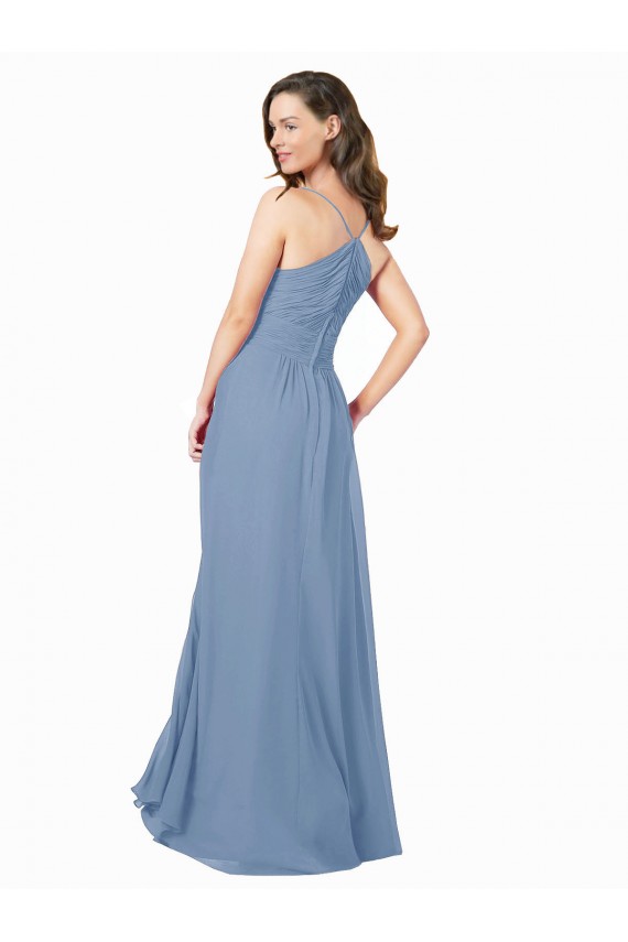 Long Sleeveless Chiffon Dusty Blue A-Line Bridesmaid Dress / Evening Dress Newcastle