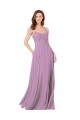 Long Sleeveless Soft Chiffon & Lace Dark Lavender A-Line Bridesmaid Dress Newcastle