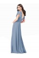 Long Cap Sleeves Soft Chiffon Dusty Blue A-Line Black Tie Prom Dress / Bridesmaid Dress Newcastle