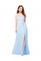 Long Sleeveless Soft Chiffon Light Sky Blue Sheath Bridesmaid Dress Newcastle